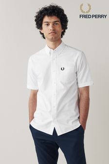 White - Fred Perry Short Sleeve Oxford Shirt (T70158) | KRW131,400