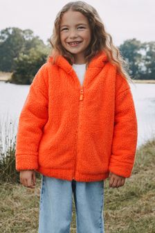 Orange Teddy Borg Fleece Zip Hoodie Jacket (3-16yrs) (T70236) | €22.50 - €29