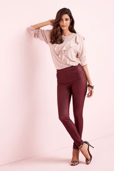 Berry Red Next Sculpt Pull-On Coated Leggings (T70435) | $45