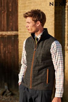 Charcoal Grey Check Padded Gilet (T70527) | kr497