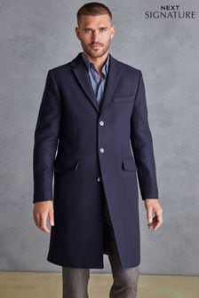 Navy Blue Signature Epsom Coat With Cashmere (T70551) | 79,190 Ft