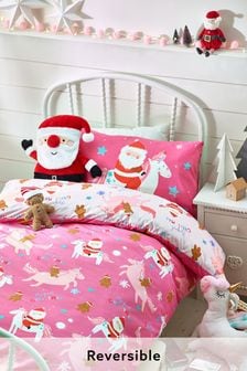 Pink Christmas Unicorn Duvet Cover and Pillowcase Set (T70610) | $26 - $40