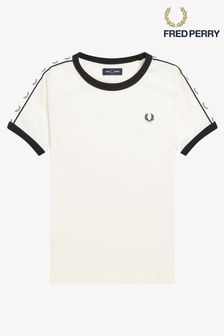 أبيض - تي شيرت Ringer شريط من Fred Perry Boys (T70632) | 16 ر.ع - 18 ر.ع