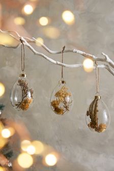 3 Pack Natural Collection Luxe Dried Floral Christmas Baubles (T70669) | €6.50