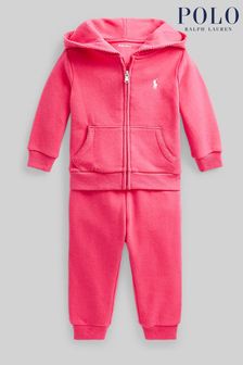 Polo Ralph Lauren Baby Logo Pink Hoodie And Joggers Set (T70726) | €113
