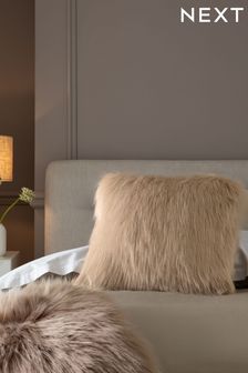 Mink Brown Long Faux Fur Square Cushion (T70898) | 23 €