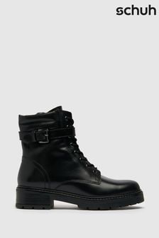 Schuh Annalisa Black Leather Buckle Boots (T71017) | ₪ 373