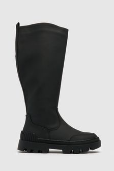 Schuh Black Devon Rubberised Knee Boots (T71019) | $99