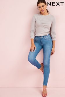 Mittelblau, Bling, Tasche - „Lift, Slim And Shape“-Skinny-Jeans (T71031) | 22 €