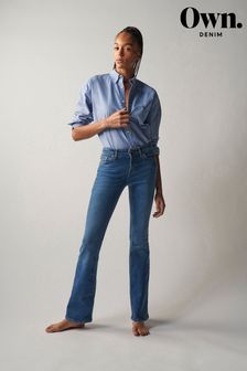 Умеренный синий - Эластичные расклешенные джинсы с низкой посадкой Own (T71090) | 26 280 тг