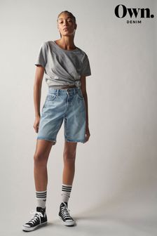 Own ruimvallende denim boyfriend-shorts met lage taille (T71102) | €19