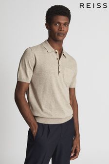 Reiss Oatmeal Ralphy Buttoned Linen Polo Shirt (T71131) | 118 €