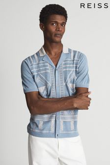 Reiss Teal Guss Open Collar Embroidered Shirt (T71208) | 185 €