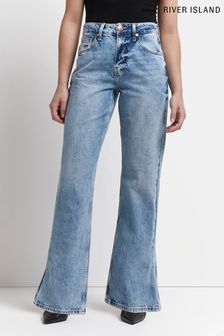 River Island Denim Blue Light 90s Long Straight Jeans (T71282) | $69