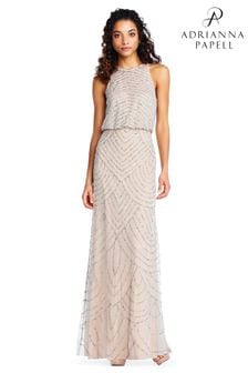 Adrianna Papell Beaded Halter Gown (T71382) | $505