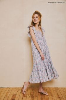 Ophelia and Indigo Floral Stripe Maxi Dress (T71448) | ₪ 698