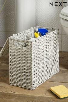 Grey Plastic Wicker Slimline Storage Basket (T71709) | $63