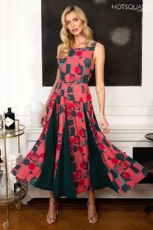 Hot Squash - Midi-jurk met contrasterende rok met gevouwen plooien (T71714) | €176