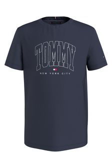 Boys Organic Cotton Varsity Logo T-Shirt in Navy (T71804) | €29.50 - €33