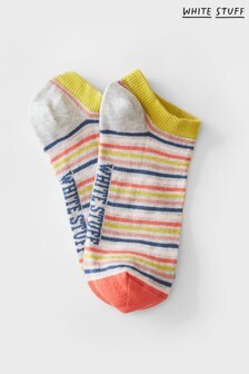 White Stuff Pink Bay Stripe Trainer Socks (T71919) | ₪ 32