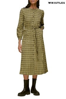 Whistles Yellow Nora Gingham Check Midi Dress (T72053) | €72
