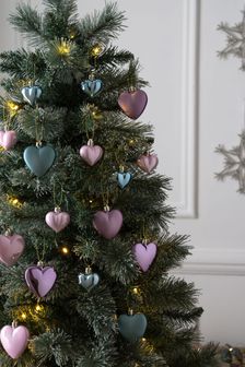 Set of 16 Pastel Christmas Heart Baubles (T72181) | AED26