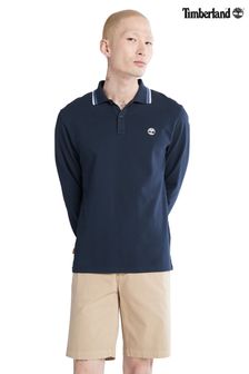 Timberland Blue Millers River Long Sleeved Pique Tipped Polo Shirt (T72195) | 94 €
