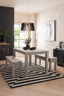 Grey Bronx Oak Effect 4 Seater Bench Dining Table and Bench Set (T72375) | €580