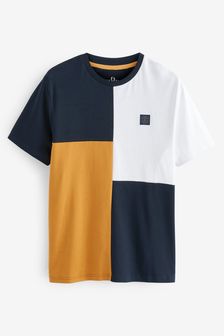 Navy Blue/White/Yellow Blocked T-Shirt (T72548) | HK$131