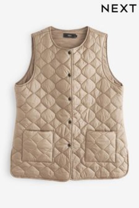 Camel Brown Quilted Gilet (T72971) | $55