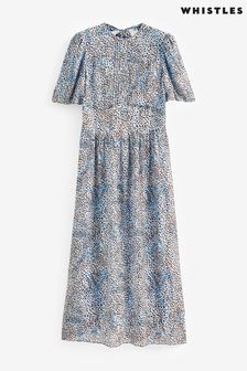 Modra pikčasta obleka Whistles Blair (T72978) | €107