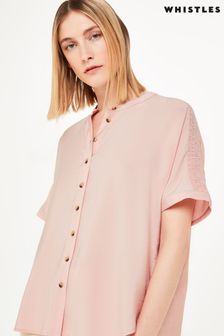 Whistles Pink Maisie Shirred Sleeve Shirt (T72980) | 250 zł