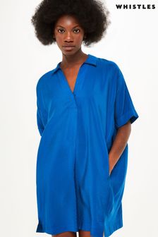 Whistles Blue Melanie Relaxed Shirt Dress (T72982) | AED605