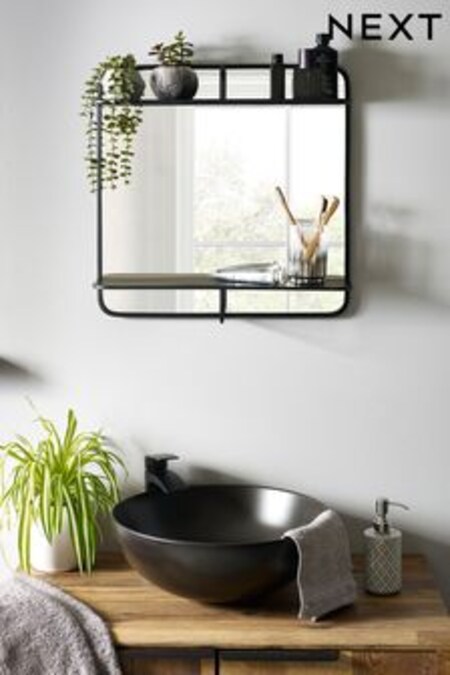 Black Shelf Wall Mirror (T73139) | $104