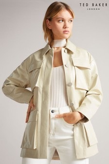 Ted Baker Foziey Ivory Textured Vinyl Field Jacket (T73246) | $697