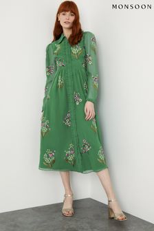 שמלת חולצה של Monsoon דגם Maxine בצבע ירוק (T73429) | ‏652 ₪