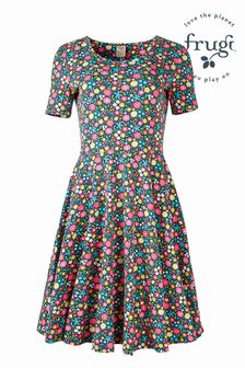 Frugi Grown Ups Sofia Skaterkleid aus Bio-Baumwolle mit Blumenprint, Blau (T74188) | 74 €