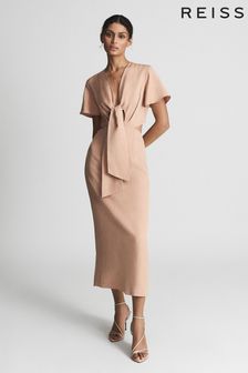 Reiss Blush Iona Petite Tie Waist Bodycon Midi Dress (T74447) | €285