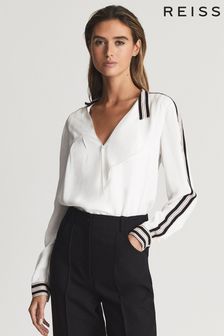 Reiss White Calla Colourblock Detail Blouse (T74456) | €195
