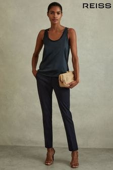 Reiss Navy Joanne Slim Fit Tailored Trousers (T74463) | OMR51