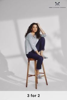 Crew Clothing Company White Stripe Cotton Classic Jersey Top (T74628) | ₪ 135