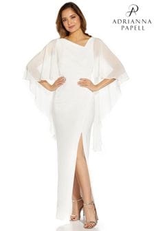Adrianna Papell Chiffon Jersey Capelet Gown (T74686) | ₪ 815