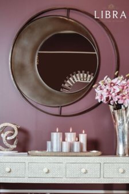 Libra Black Nickel Concentric Circles Mirror (T74804) | $568