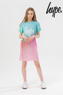 Hype. Girls Pink Mint Drip Script T-Shirt Dress (T75082) | €13