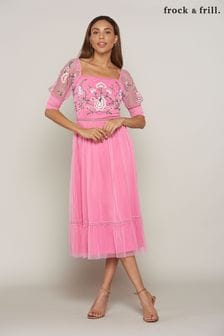 Frock and shop frill pink dress