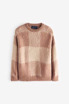 Naravna - Karirast pulover z okroglim ovratnikom (3–16 let) (T75301) | €10 - €13