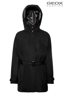 Geox Womens Delray Black Long Parka Jacket