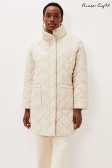 Phase Eight Cream Fae Textured Quilted Longline Coat (T75630) | €79