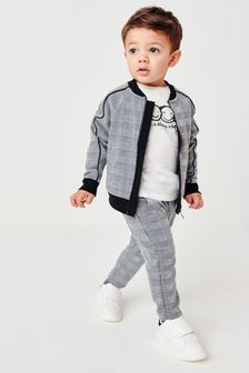 Grey Check 3 Piece Jersey Bomber and Jogger Set (3mths-7yrs) (T75684) | $51 - $58