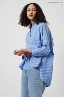 French Connection Blue and White Stripe Side Split Popover Shirt (T75865) | ₪ 256